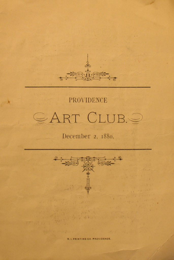 Providence Art Club Catalogue for Dec. 1, 1880, cover