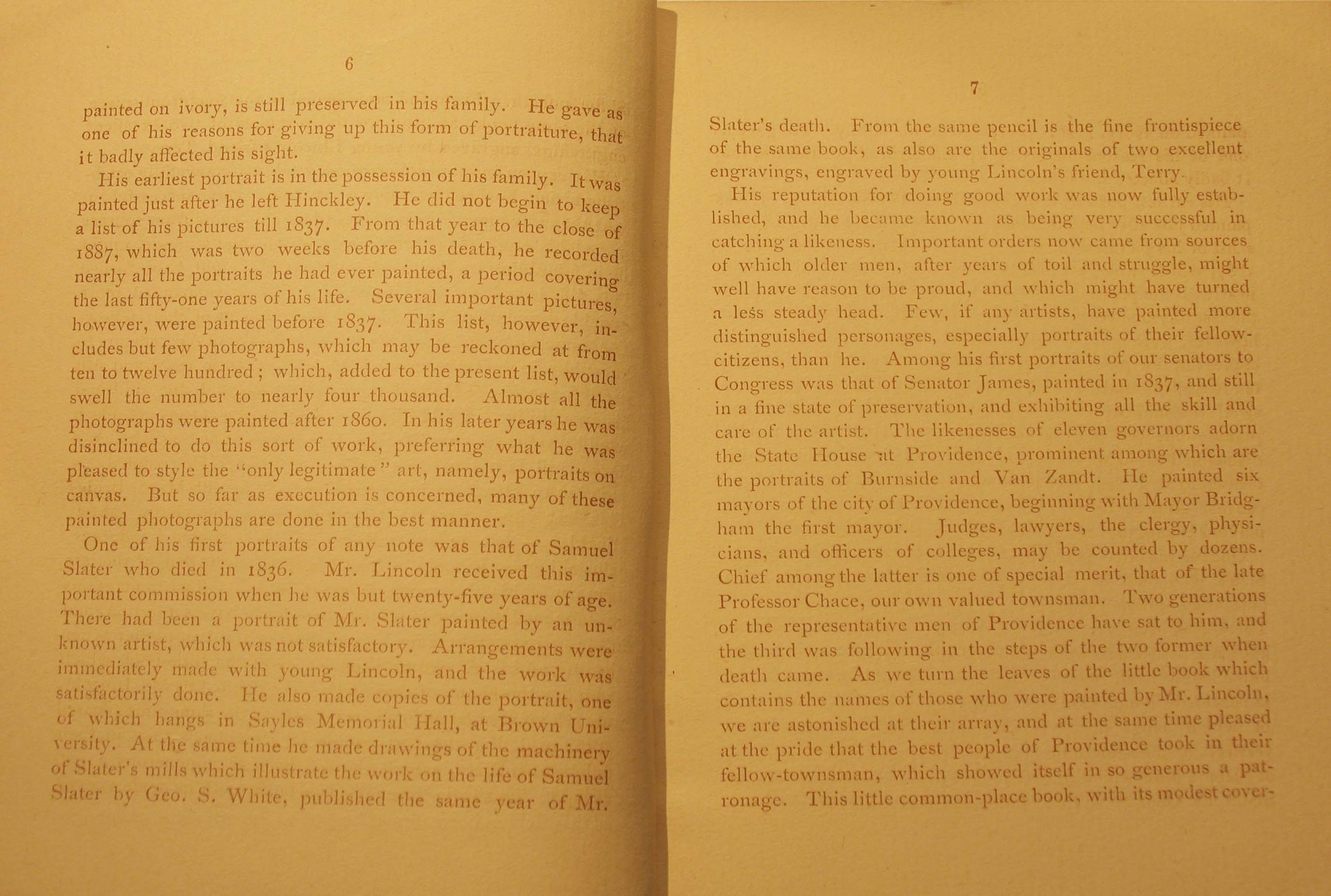 Memorial Exhibition of the works of James S. Lincoln, March 2, 1888, Providence Art Club