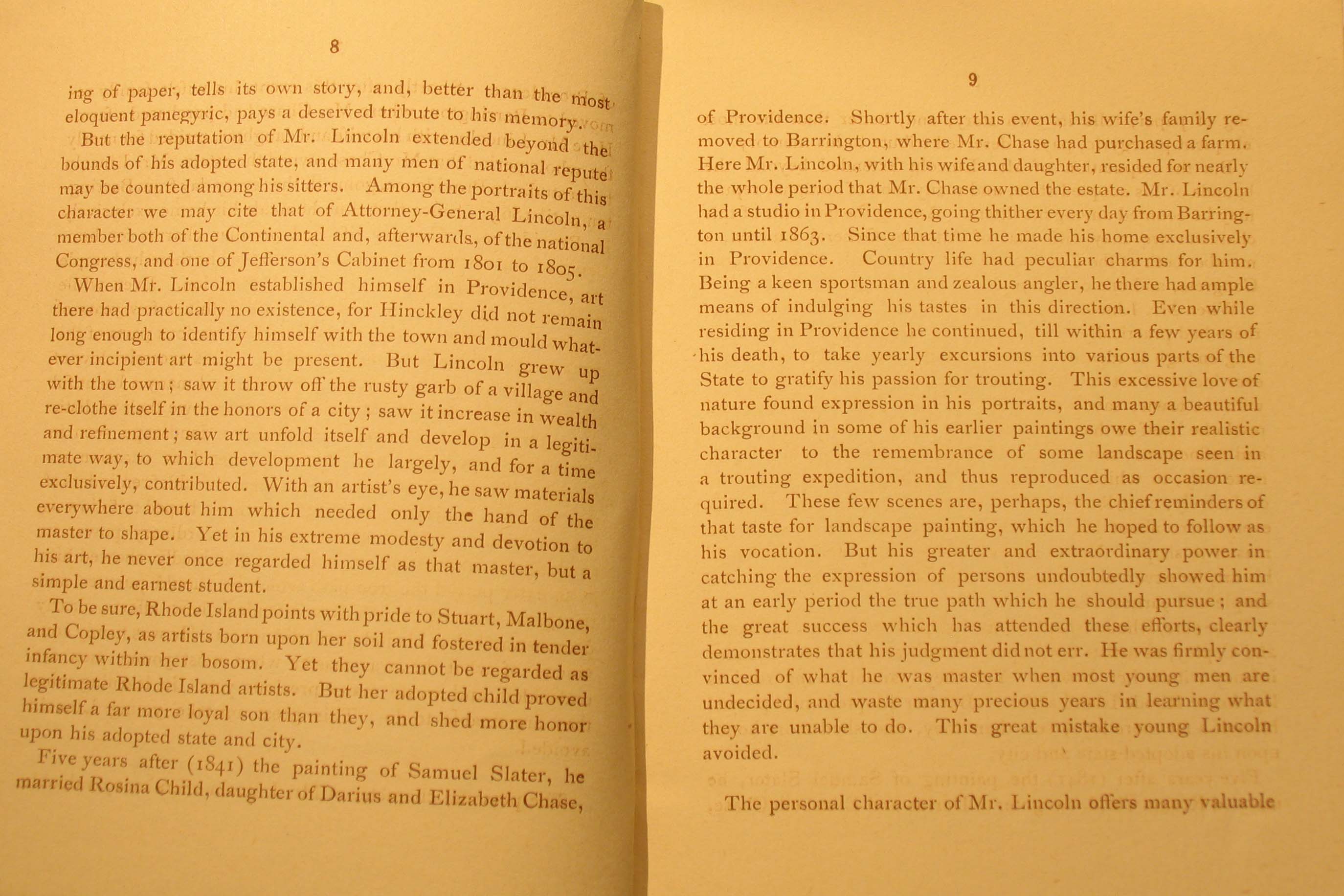 Memorial Exhibition of the works of James S. Lincoln, March 2, 1888, Providence Art Club