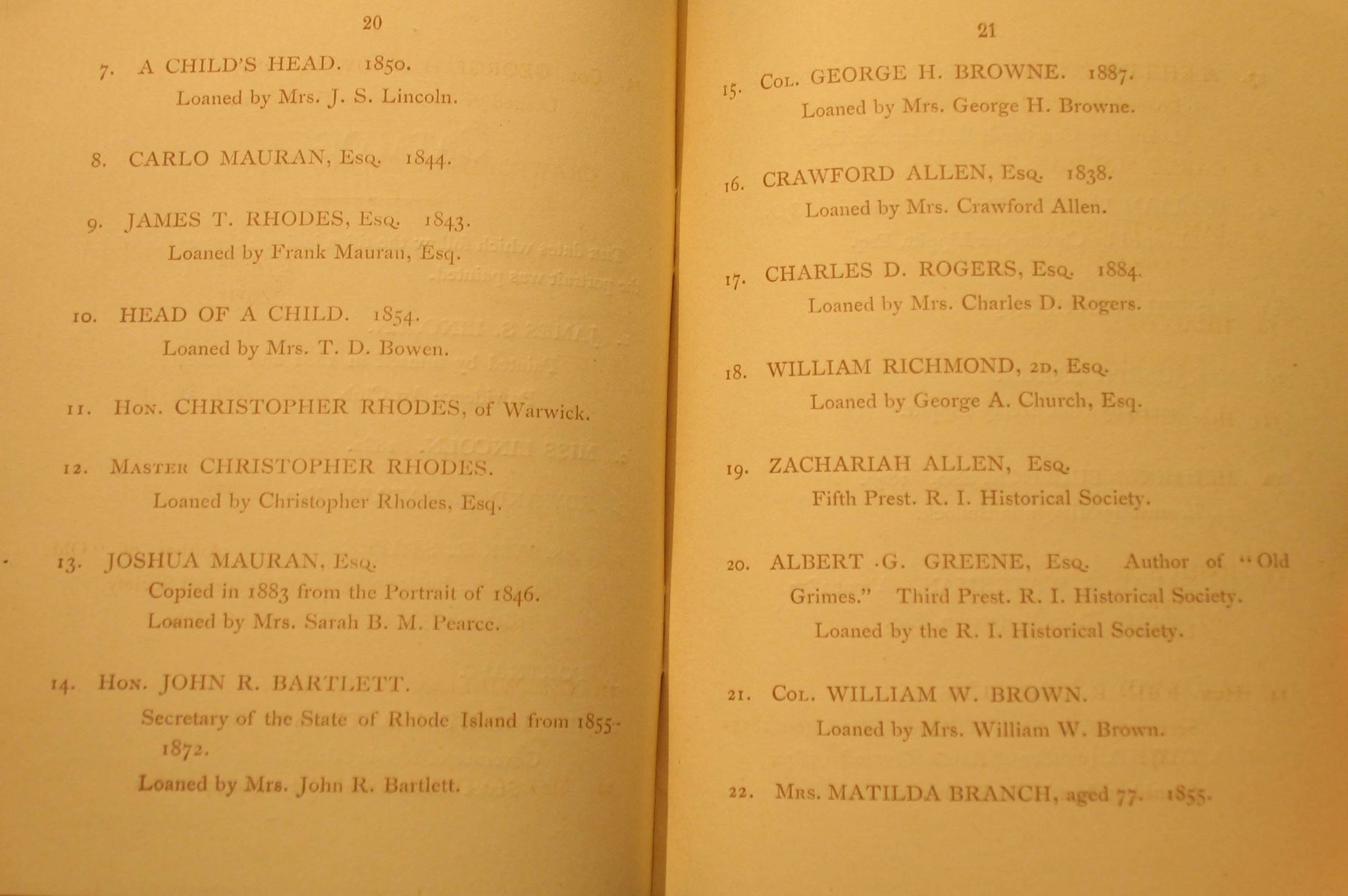 Memorial Exhibition of the works of James S. Lincoln, March 2, 1888, Providence Art Club