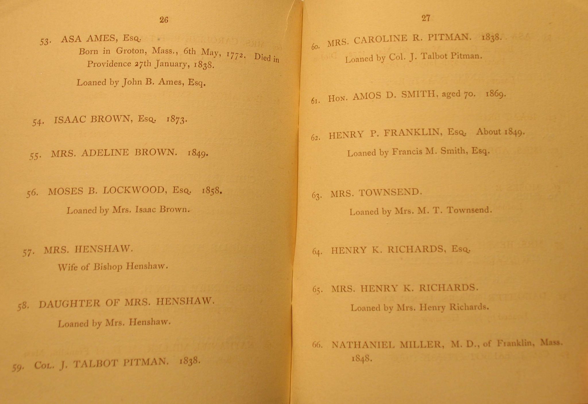 Memorial Exhibition of the works of James S. Lincoln, March 2, 1888, Providence Art Club